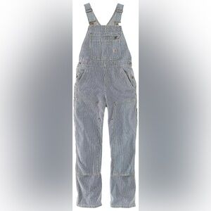 Carhartt Women's Relaxed Fit Denim Railroad Stripe Bib Overall - Small